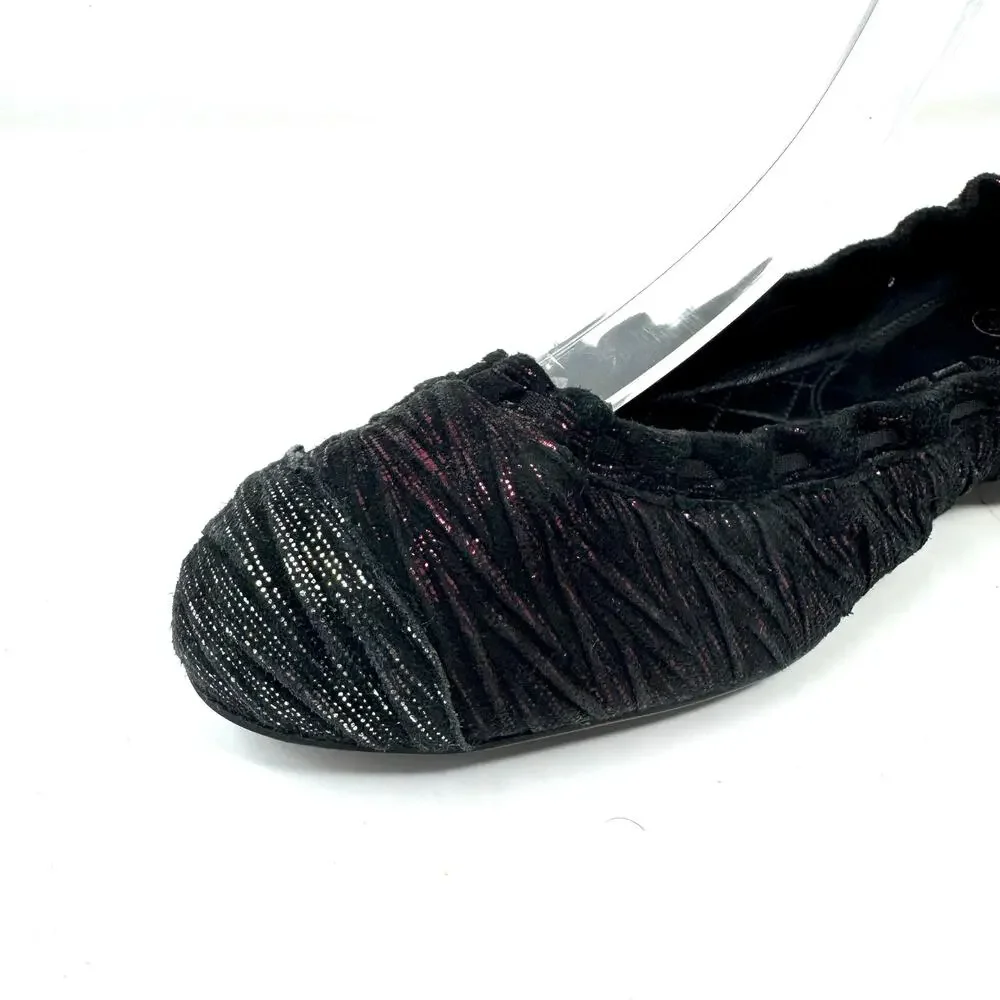 Chanel Black Fabric Ballet Flats with Pink Lurex Thread CC Logo 36.5 Rare Runway